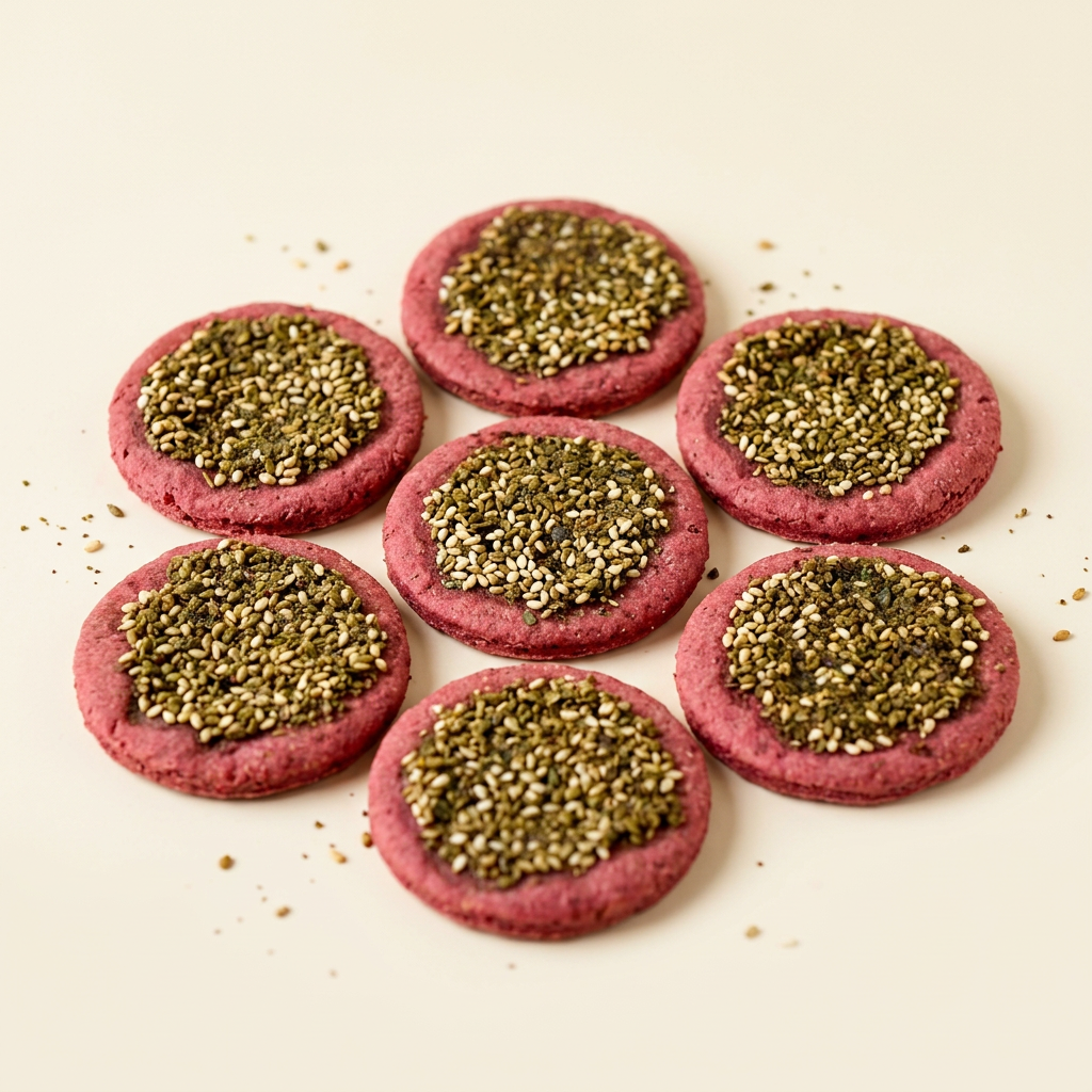 Beetroot dough zaatar bites