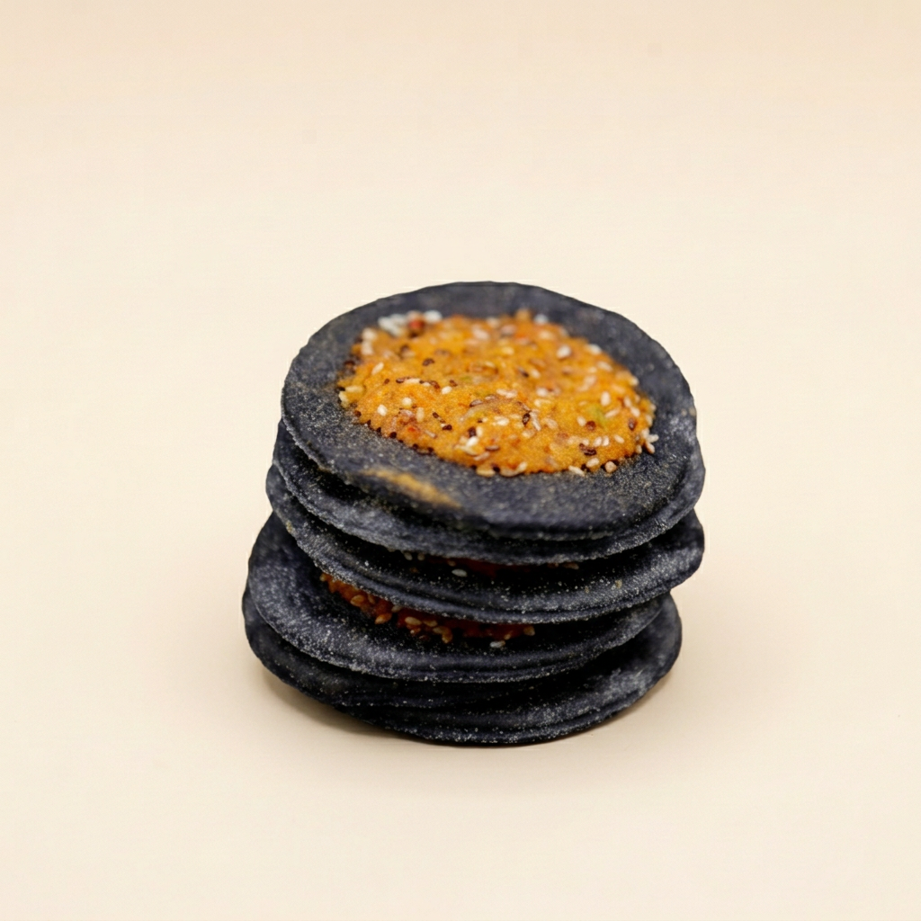 Charcoal Kechek bites on cream background