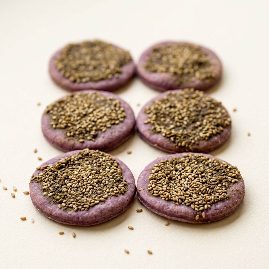 Red cabbage dough zaatar bites